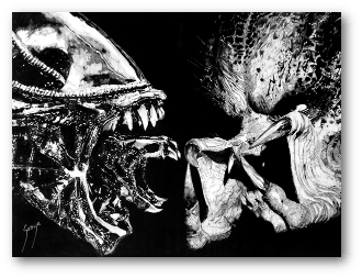 Cuadro Original de la película Alien vs Predator sobre madera